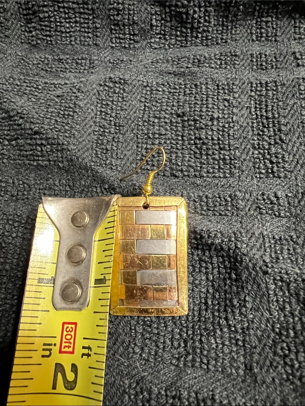 Trades of Hope Gold and Silver Mosaic Rectangle Drop Earrings - Picture 3 of 4